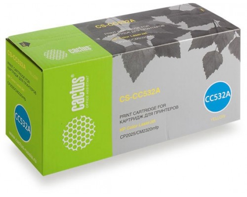 Лазерный картридж Cactus CS-CC532A (HP 304A) желтый для HP Color LaserJet CM2320 MFP, CM2320fxi (CC435A), CM2320n, CM2320nf (CC436A), CP2020 series, CP2025 (CB493A), CP2025dn (CB495A), CP2025n (CB494A), CP2025x (2'800 стр.)