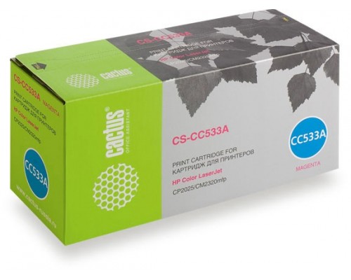 Лазерный картридж Cactus CS-CC533A (HP 304A) пурпурный для HP Color LaserJet CM2320 MFP, CM2320fxi (CC435A), CM2320n, CM2320nf (CC436A), CP2020 series, CP2025 (CB493A), CP2025dn (CB495A), CP2025n (CB494A), CP2025x (2'800 стр.)